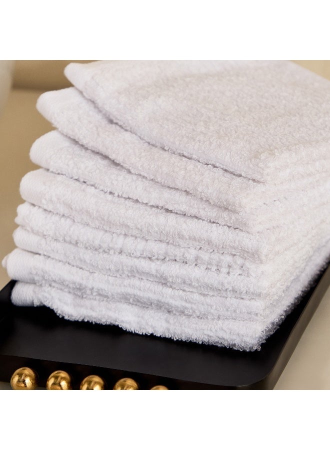 Home Box Textured Cotton Face Cloth Set - White - 8 Pieces - Image 2