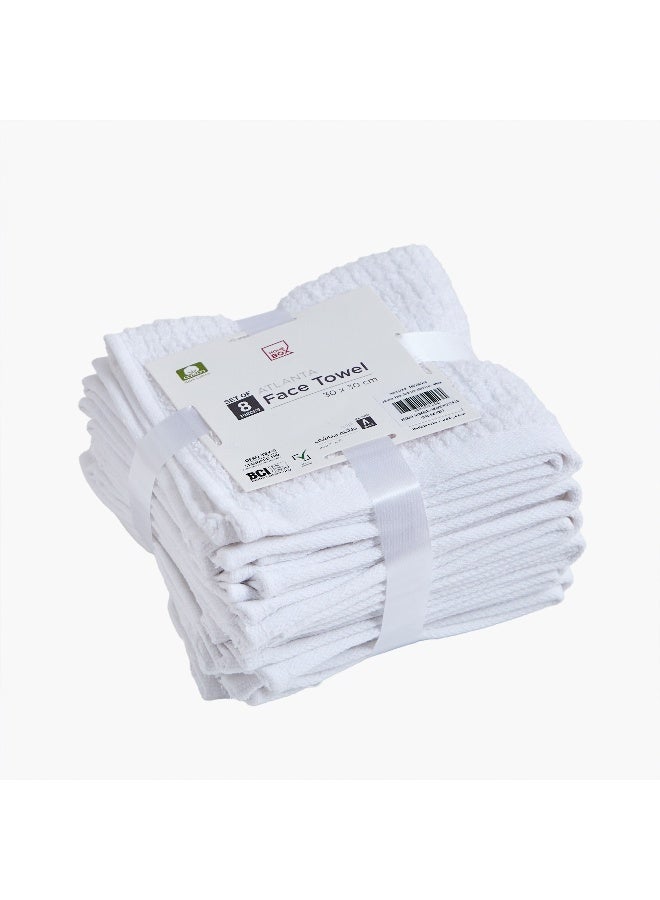 Home Box Textured Cotton Face Cloth Set - White - 8 Pieces - Image 5