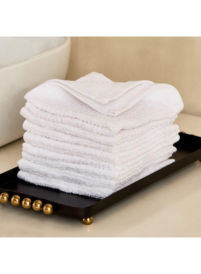 Home Box Textured Cotton Face Cloth Set - White - 8 Pieces - Image 1