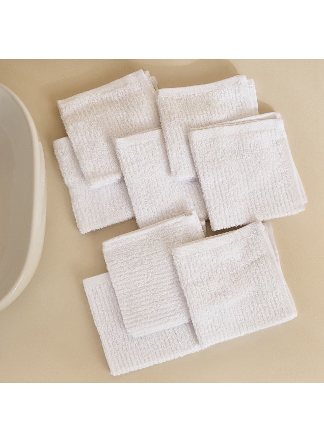 Home Box Textured Cotton Face Cloth Set - White - 8 Pieces - Image 3