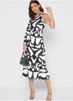 WAREHOUSE Belt Detail Printed Dress  - Image 1