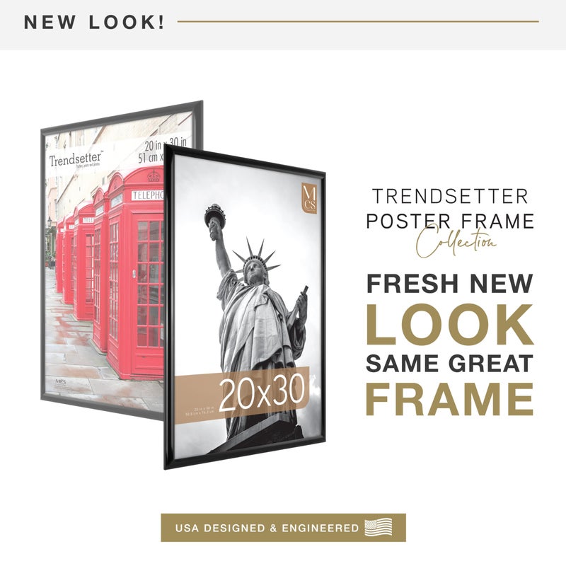 MCS Trendsetter 20x30 Poster Frame Black High-Gloss, Vertical & Horizontal Wall Hanging Large Picture Frame for Photos, Posters & Art Prints (1-Pack) - Image 2