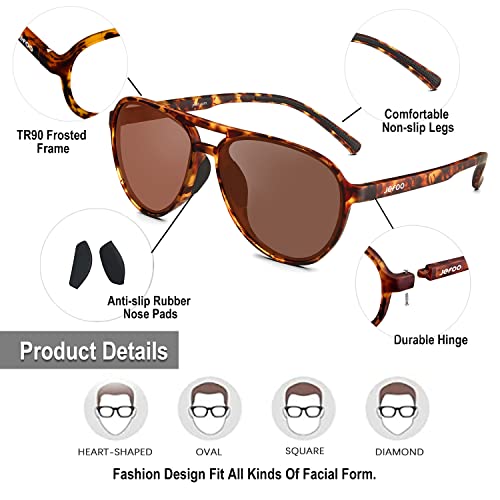 Jefoo Polarized Aviator Sunglasses for Women Men Vintage Retro Trendy Sunglasses for Outdoor UV400 Protection - Image 5