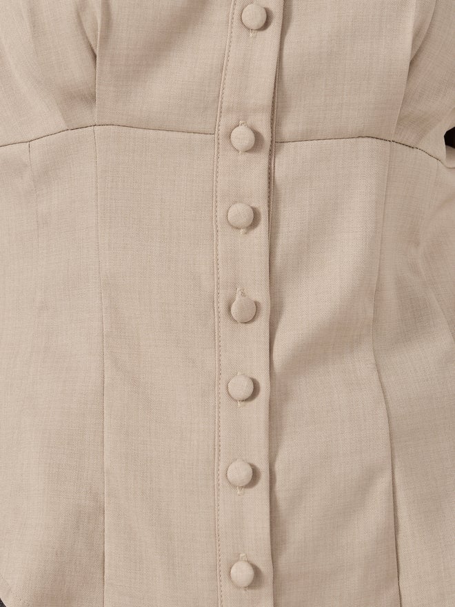 Styli Corset Detail Spread Collar Regular Fit Shirt - Image 3