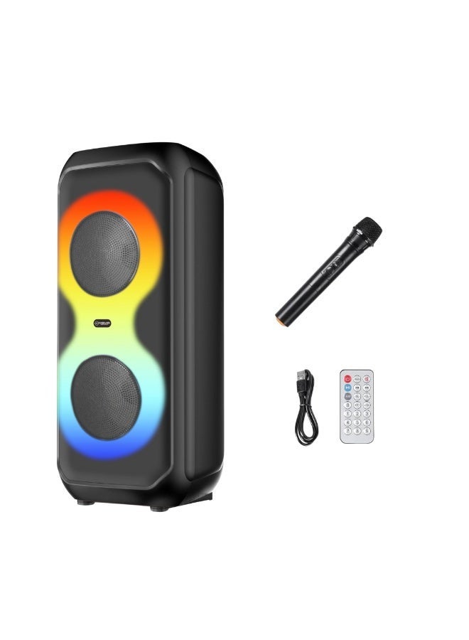 فوفو سماعة V-4032 مزدوجة 4 إنش بلوتوث | 10 واط | USB، FM، بطارية قابلة للشحن وإضاءة LED - Image 1