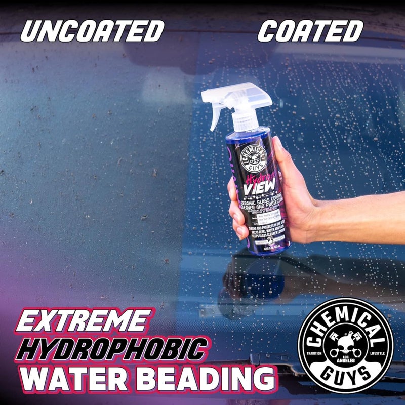 Chemical Guys HydroView Ceramic Glass Cleaner & Coating, 2-in-1 SiO2 spray cleans and protects glass in one step, repels water and grime, reduces fogging, improves wet-weather visibility, 473 mL - Image 2