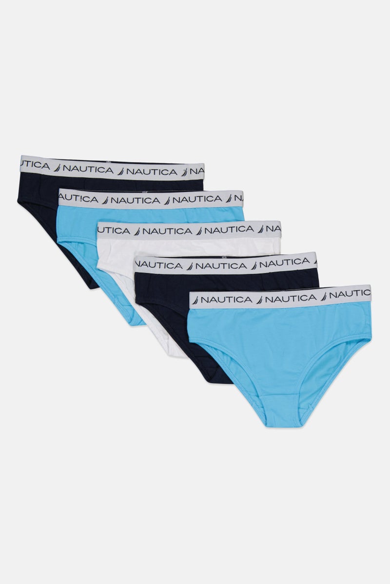 NAUTICA Kids Girl 5 Pack Brand Logo Brief Set, Multicolor - Image 1