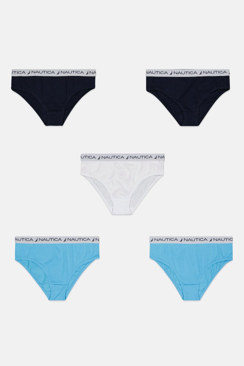 NAUTICA Kids Girl 5 Pack Brand Logo Brief Set, Multicolor - Image 3