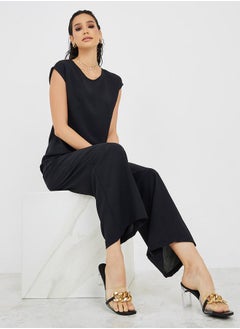 Styli Cap Sleeves Top & Wide Leg Trousers Under Abaya Set  - Image 1
