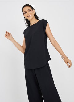 Styli Cap Sleeves Top & Wide Leg Trousers Under Abaya Set  - Image 3