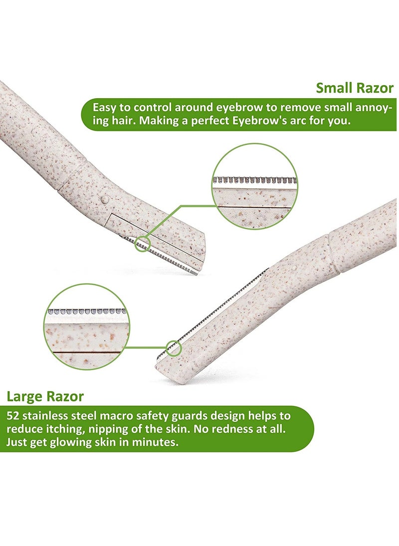 Elaimei 12Pcs Face And Eyebrow Hair Removal Safety Razor Wheat Straw Eyebrow Razor Stainless Steel Micro-Distance Eyebrow Trimmer Biodegradable Eyebrow Trimmer  - Image 3