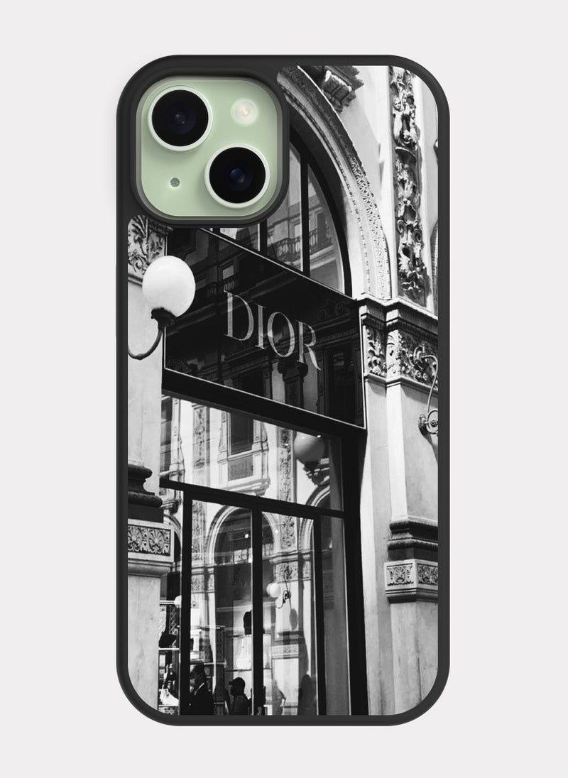 بكسلات كفر ايفون 15 ديور ابيض اسود - Image 1