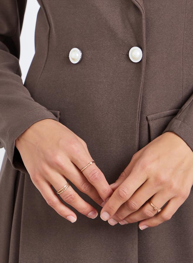 Styli Women Brown Long Sleeves Blazer Midi Dress - Image 4