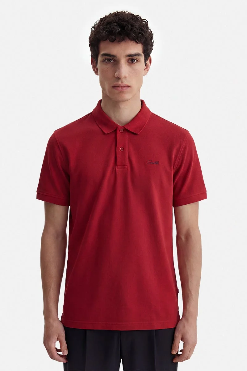 SNITCH Red Solid Half Sleeve Regular Fit Casual T-Shirt