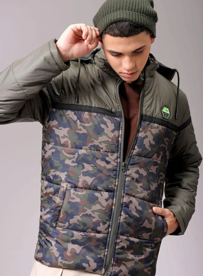 ذا انديان كراج كو Men Slim Fit Camouflage Puffer Jackets