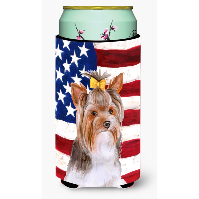 ""Caroline's Treasures Yorkshire Terrier #2 Patriotic Decorative Can Hugger  Tall Boy  Multicolor""