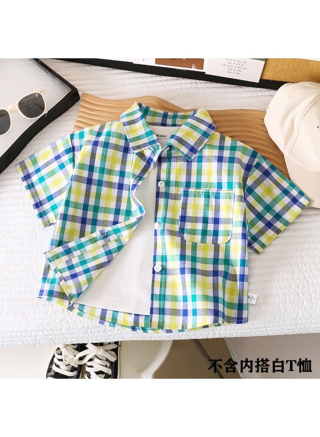 Children's Shirt Men's  New Baby Stylish Cotton Plaid Shirt Spring And Autumn Children's Fashion Lapel Cardigan