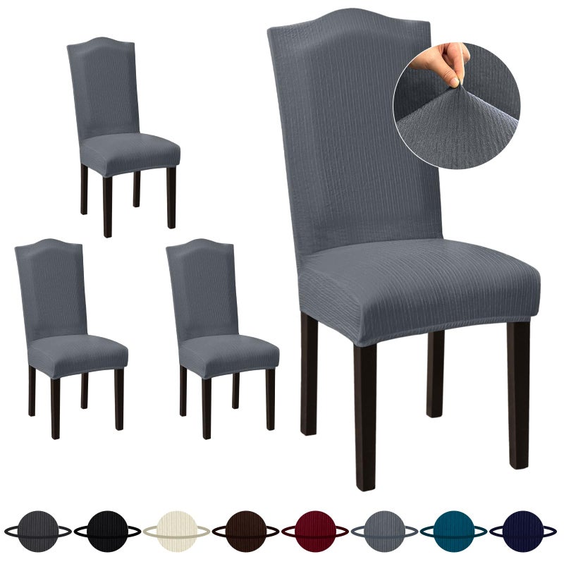 Sufdari Dining Room Chair Covers Set of 4 Gray NonSlip Spandex Stretch Dining Chair Slipcovers for Dining Room Hotel Extra Large - Image 2