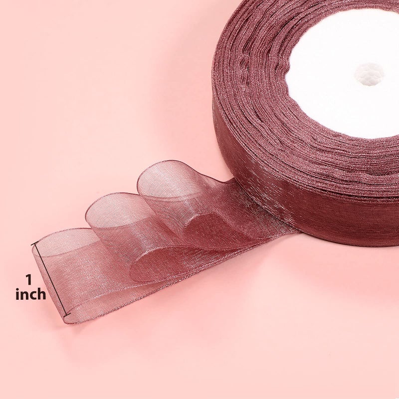 Shappy 6 Rolls Organza Ribbon Sheer Chiffon Ribbon Bulk for Wrapping Decorating Valentine Wedding Birthday Bouquet Garland(50 Yard Each Roll,Popular Color) - Image 2