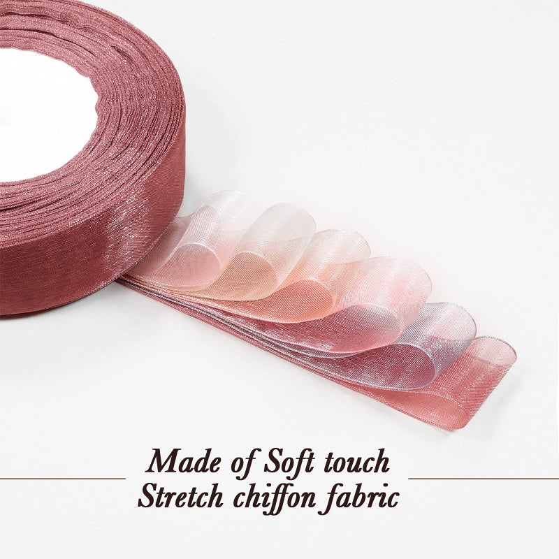 Shappy 6 Rolls Organza Ribbon Sheer Chiffon Ribbon Bulk for Wrapping Decorating Valentine Wedding Birthday Bouquet Garland(50 Yard Each Roll,Popular Color) - Image 3