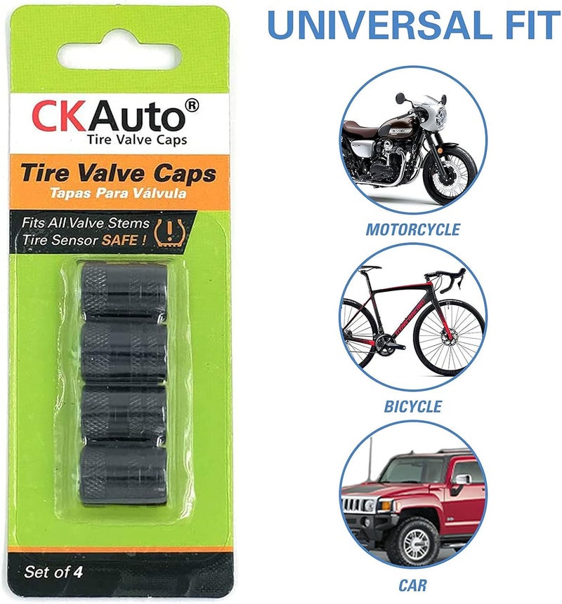 CKAuto 4 Pcs Aluminum Tire Valve Stem Caps with N2 Nitrogen Logo, Universal Stem Covers for Cars, SUVs, Bike and Bicycle, Trucks, Motorcycles | TPMS Safe | Corrosion Resistant | Dust Proof, Black - Image 5