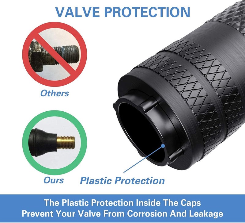 CKAuto 4 Pcs Aluminum Tire Valve Stem Caps with N2 Nitrogen Logo, Universal Stem Covers for Cars, SUVs, Bike and Bicycle, Trucks, Motorcycles | TPMS Safe | Corrosion Resistant | Dust Proof, Black - Image 3