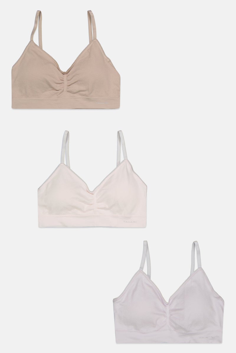 Tahari Women 3Pcs Textured Padded Bralette, Peach  - Image 1