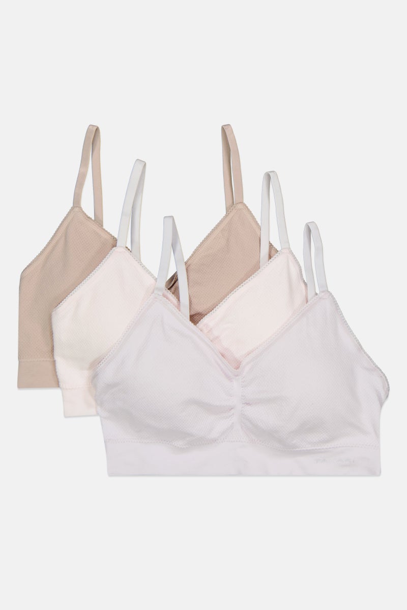 Tahari Women 3Pcs Textured Padded Bralette, Peach  - Image 3