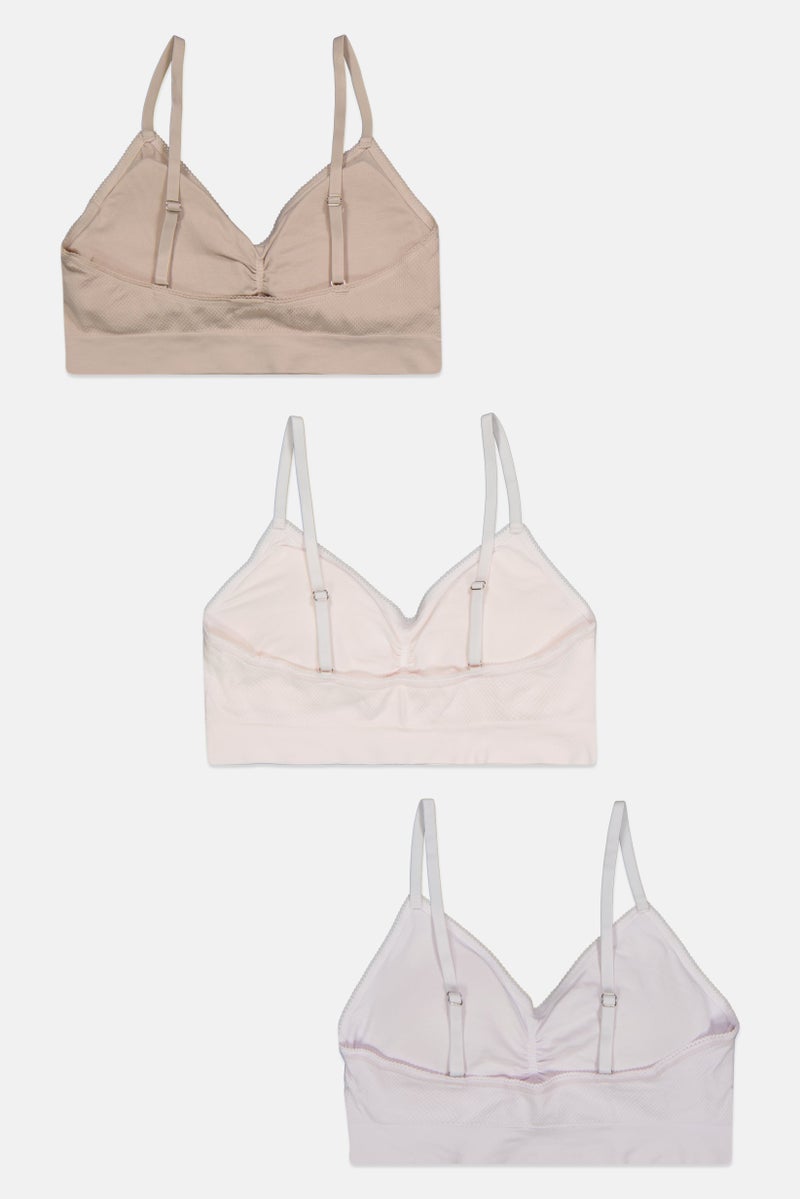 Tahari Women 3Pcs Textured Padded Bralette, Peach  - Image 2