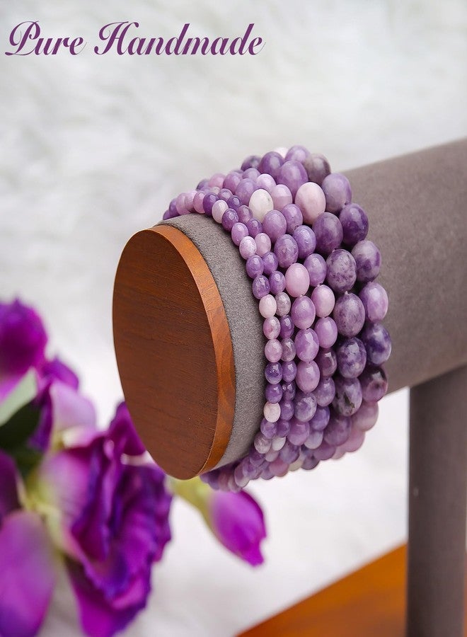 BONNY BOXX 4mm Natural Stretch Purple Lepidolite Bracelet for Unisex, Handmade Elastic Healing Crystal Gemstone Bracelet Yoga Stress Relief Gift for Men Women - Image 5