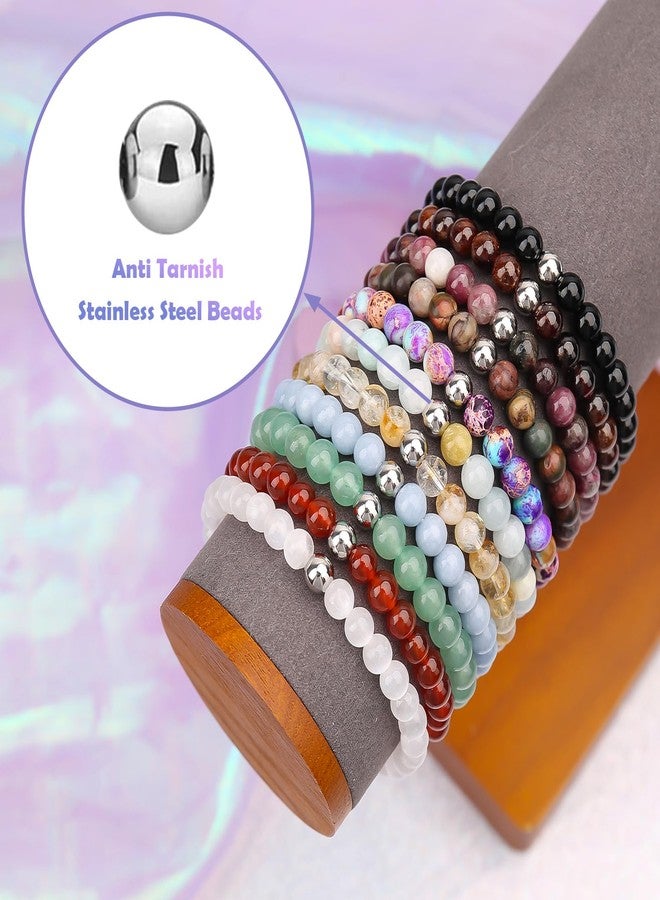 BONNY BOXX 4mm Natural Stretch Purple Lepidolite Bracelet for Unisex, Handmade Elastic Healing Crystal Gemstone Bracelet Yoga Stress Relief Gift for Men Women - Image 3