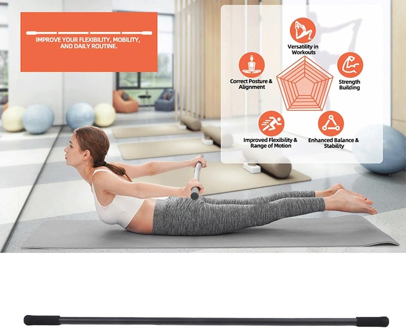 Bewinner Adjustable Yoga Stick for Flexibility, Steel Stretching Stick 30-60 Inch with Foam Handles, Portable Exercise for Balance, Mobility, Core Strength & Posture Correction - Image 2