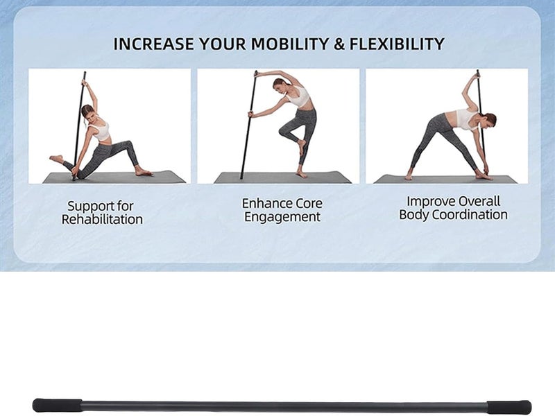 Bewinner Adjustable Yoga Stick for Flexibility, Steel Stretching Stick 30-60 Inch with Foam Handles, Portable Exercise for Balance, Mobility, Core Strength & Posture Correction - Image 5