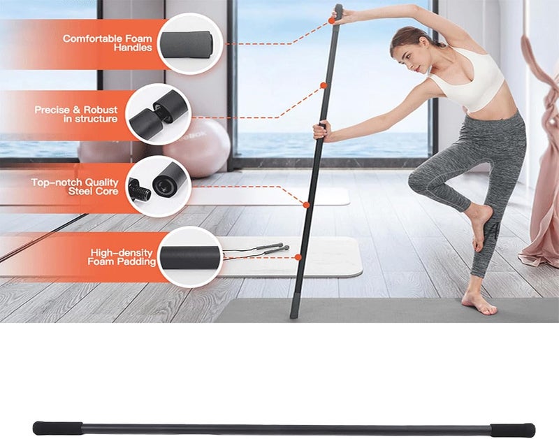 Bewinner Adjustable Yoga Stick for Flexibility, Steel Stretching Stick 30-60 Inch with Foam Handles, Portable Exercise for Balance, Mobility, Core Strength & Posture Correction - Image 3