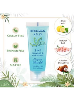 BERGMAN KELLY Round Soap Bars 2In1 Shampoo & Conditioner 2Piece Set (Tropical Waterfall 1 Oz Each 100 Pc) Delight Your Guests With Revitalizing & Refreshing Sanitary Toiletries & Hotel Amenities  - Image 3