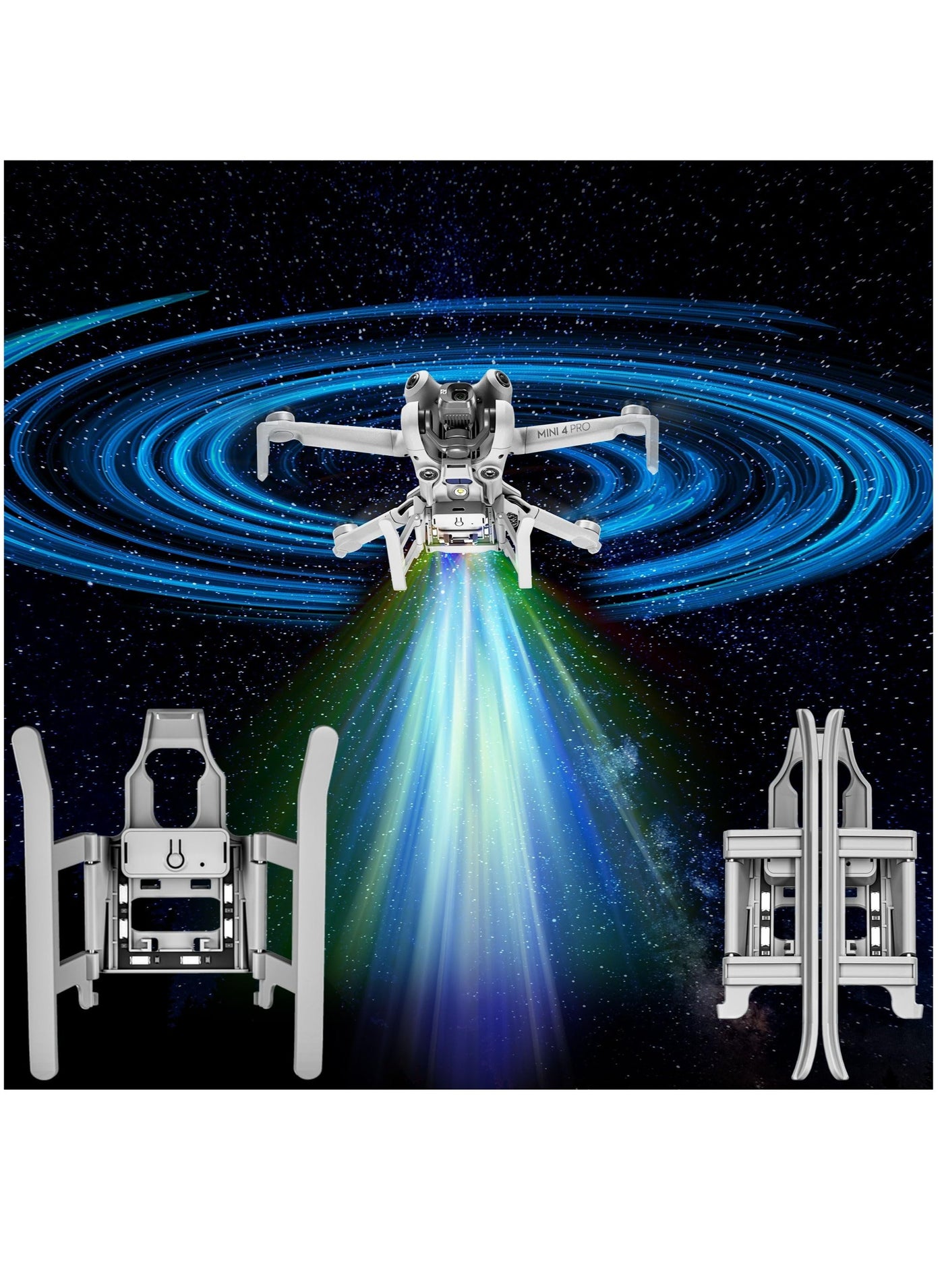 Zikra Zikra Colorful Landing Gear For Dji Mini 4 Pro With Flash Led Lights Foldable Extended