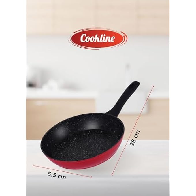 Cookline Forged Aluminum NonStick Fry Pan 28Cm Red Exterior Induction Compatible Heat Resistant Handle - Image 3