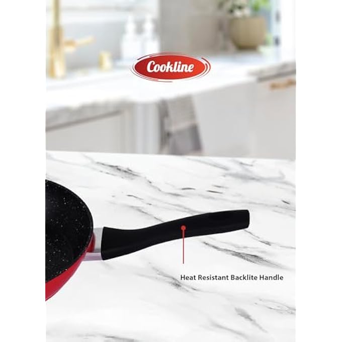 Cookline Forged Aluminum NonStick Fry Pan 28Cm Red Exterior Induction Compatible Heat Resistant Handle - Image 5