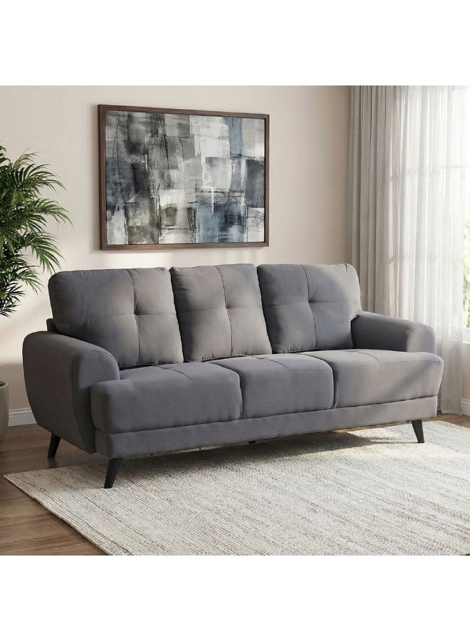 Lina 3 Seater Fabric Sofa | Modern Design Three Seat Sofas | Comfortable Living Room Furniture L208xW87.5xH88.5cm - Grey