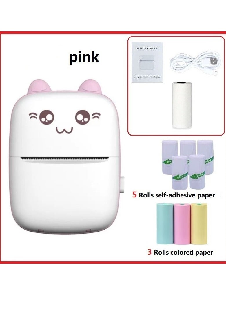 General Mini Printer Portable, Inkless Sticker Printer with 8 Paper Rolls, Bluetooth Wireless Mini Thermal Printer, Compatible with iOS + Android Journal, Memo, Photo, Print Gift for Kids  - Image 1