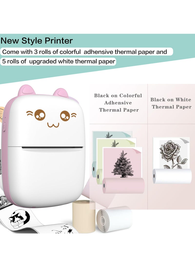 General Mini Printer Portable, Inkless Sticker Printer with 8 Paper Rolls, Bluetooth Wireless Mini Thermal Printer, Compatible with iOS + Android Journal, Memo, Photo, Print Gift for Kids  - Image 3