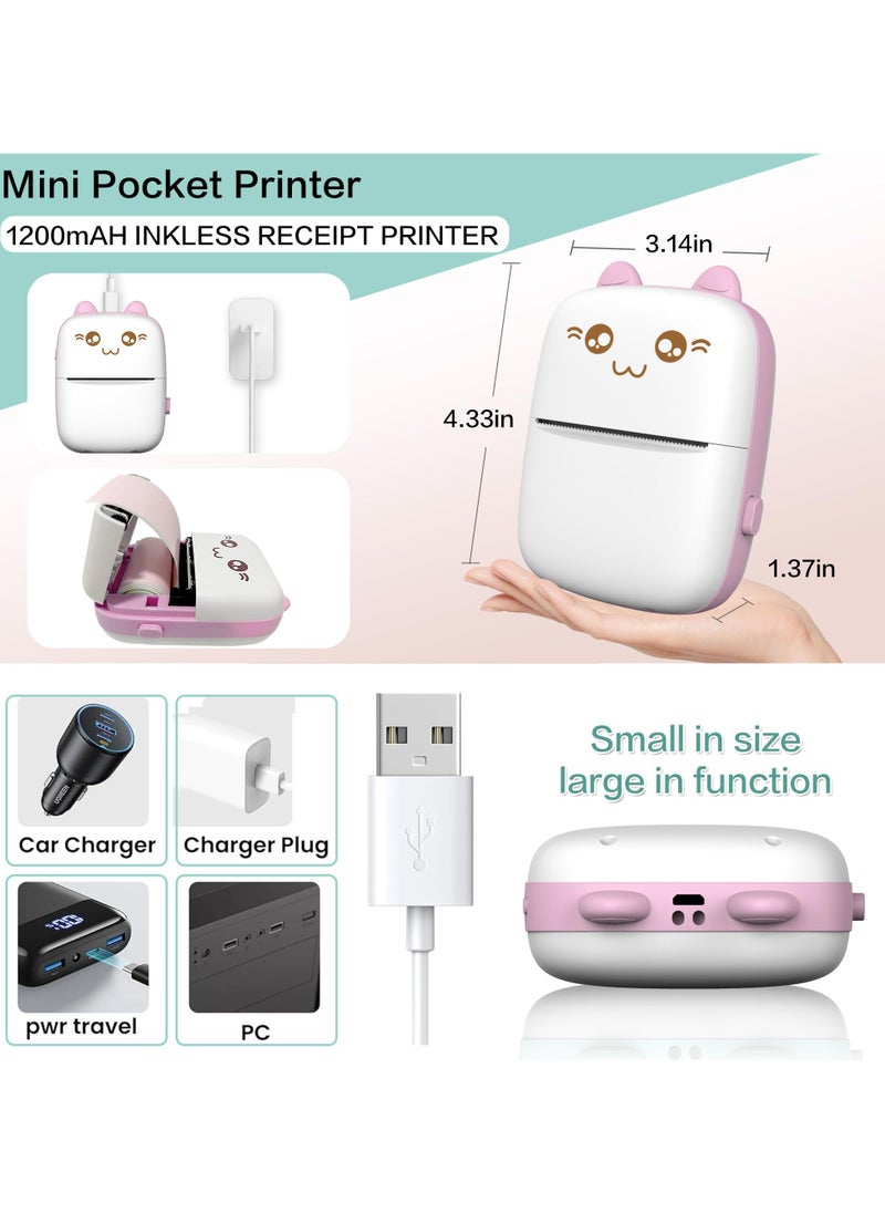 General Mini Printer Portable, Inkless Sticker Printer with 8 Paper Rolls, Bluetooth Wireless Mini Thermal Printer, Compatible with iOS + Android Journal, Memo, Photo, Print Gift for Kids  - Image 4