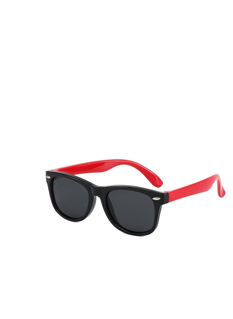 Y&D Kids Sunglasses Rubber Flexible Frame Sunglasses Toddler Eyewears Polarized Neon For Boys Girls Of 3-10 Years Old Birthday Party Beach Pool Supplies(Red) - Image 1