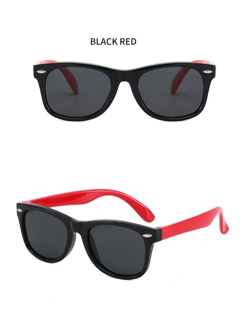 Y&D Kids Sunglasses Rubber Flexible Frame Sunglasses Toddler Eyewears Polarized Neon For Boys Girls Of 3-10 Years Old Birthday Party Beach Pool Supplies(Red) - Image 2