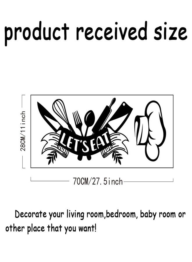 SUPERDANT Let's Eat Cutlery Wall Sticker Kitchen Restaurant Decals Vinyl Art Decor Let's Eat Wall Stickers Decals for Home Kitchen Dining Room Decoration Black - Image 2