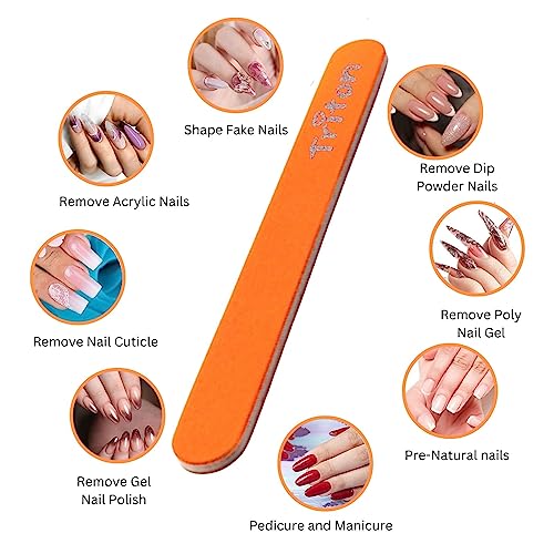TRITON Professional Double Sided Nail Filer/Emery Board/Buffer/Polisher, Reusable Hard File Washable Manicure Pedicure Tool for Home and Salon, Orange - Image 5