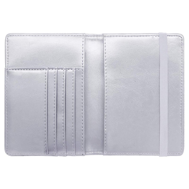 Coco Rossi Passport Holder Cover Women's Travel Wallet RFID Blocking Cute Slim Passport Wallet with Elastic Band, Silver - Image 4