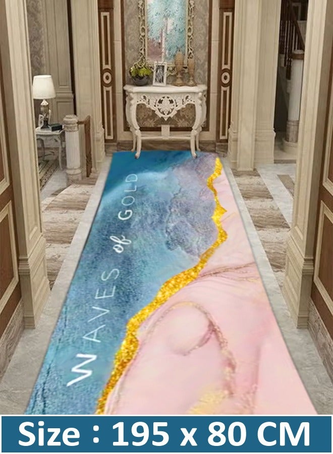 fashionhome Modern Creative Beach Theme Design Non Skid Super Absorbent Soft Microfiber Floor Rug Welcome Mat for Corridor Entryway Carpet 195x80 cm - Image 2