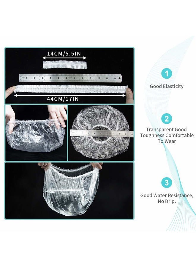 AIDIQIU 50PCS Disposable Shower Caps, Plastic Clear Thickening and Thick Waterproof Caps for Hair Treatment, Spa, Hotel and Hair Solon, Home Use,Portable Travel (Size 44CM) - Image 4