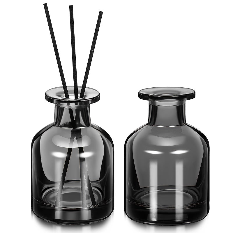 2 Pcs Refillable Glass Reed Diffuser Bottles Empty Cylinder Diffuser Jars Reusable Holder For Office Home Car - Image 1